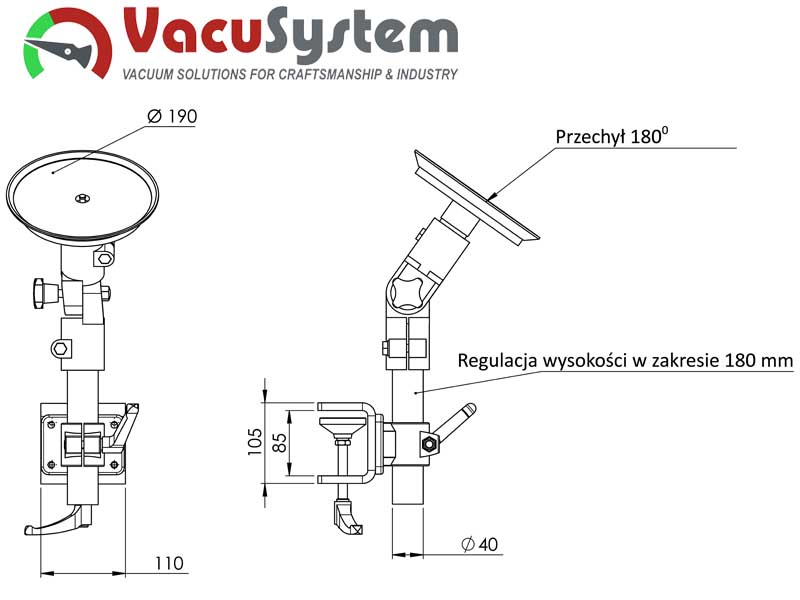Mocowanie próżniowe Vacu-Syst S - wyposażenie warsztatu wymiary